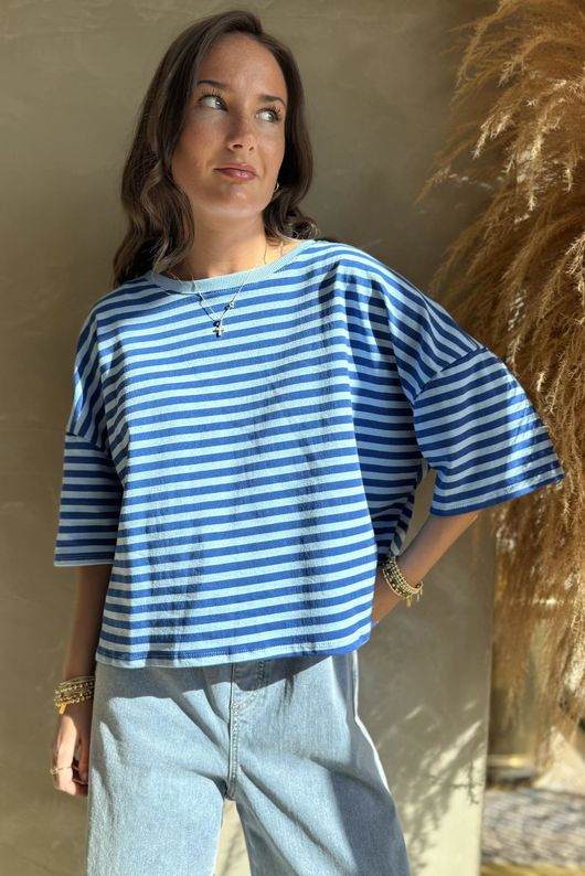 Sunday Morning Tee Baby Blue & Soft Cobalt